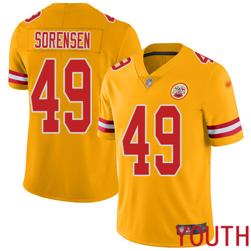 Youth Kansas City Chiefs #49 Sorensen Daniel Limited Gold Inverted Legend Nike NFL Jersey